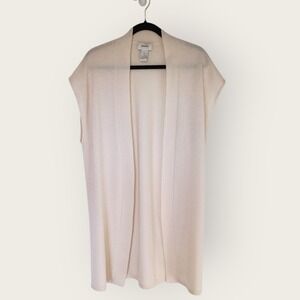 Womens Cashmere Sweater Sz L Vest Neiman Marcus Sleeveless Cardigan Cream
